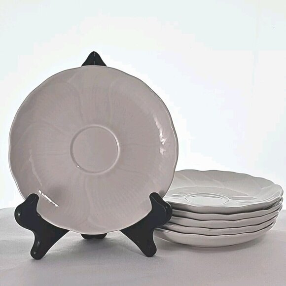 Mikasa Spring Magnolia Saucer Plates 6" white set/6 dessert farmhouse cottage - Picture 2 of 9